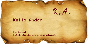 Kello Andor névjegykártya